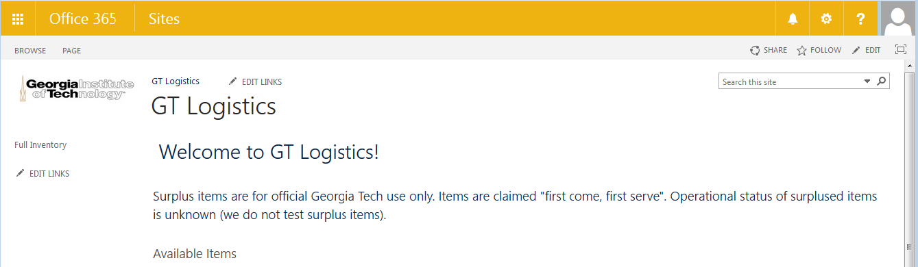 Surplus Site Homepage